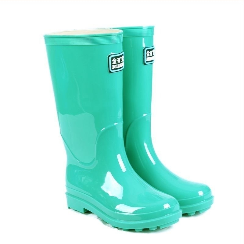 Goldmine Cizme de ploaie pentru femei, până la mijlocul gambei, partea superioară din PVC, îngroșate, antiderapante, rezistente la uzură pentru șantier