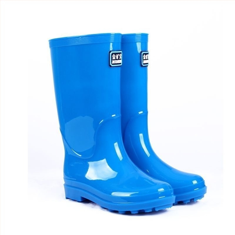 Goldmine Cizme de ploaie pentru femei, până la mijlocul gambei, partea superioară din PVC, îngroșate, antiderapante, rezistente la uzură pentru șantier