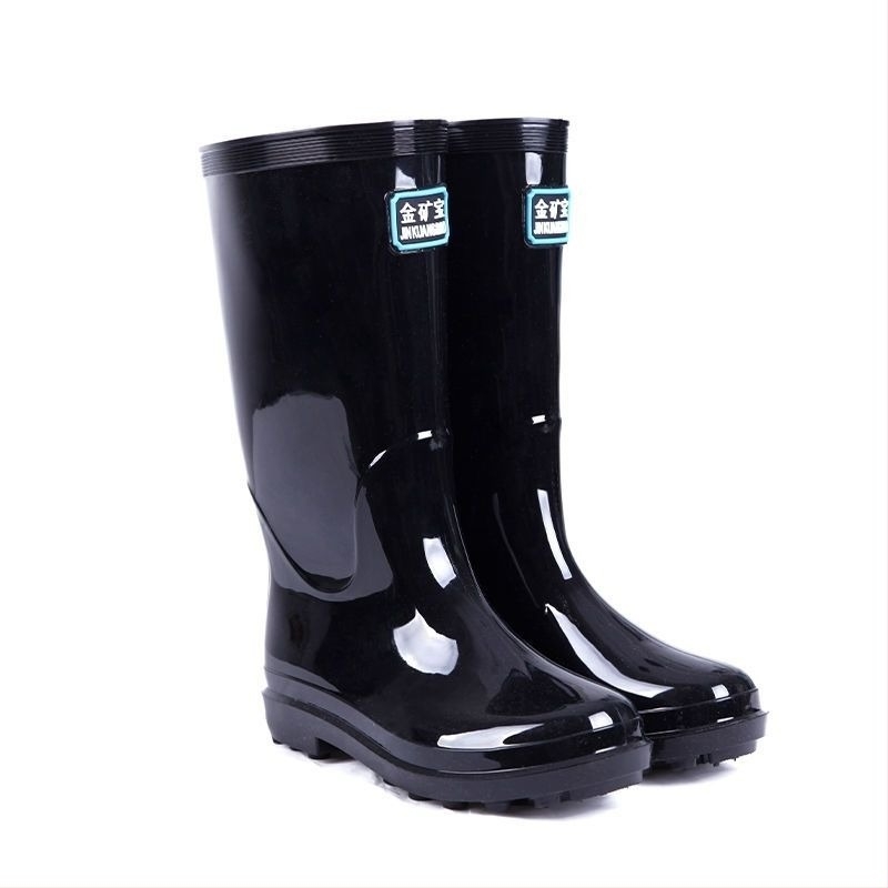 Goldmine Cizme de ploaie pentru femei, până la mijlocul gambei, partea superioară din PVC, îngroșate, antiderapante, rezistente la uzură pentru șantier