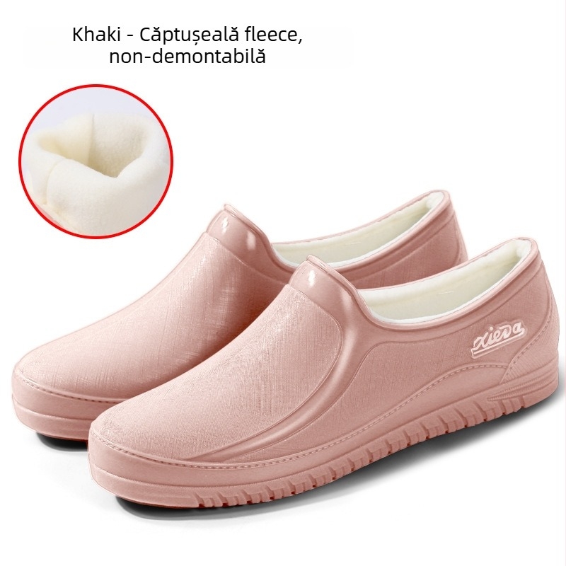 Ghete de ploaie din PVC pentru femei, talie joasă, impermeabile, căptușite cu fleece, pentru primăvară și toamnă