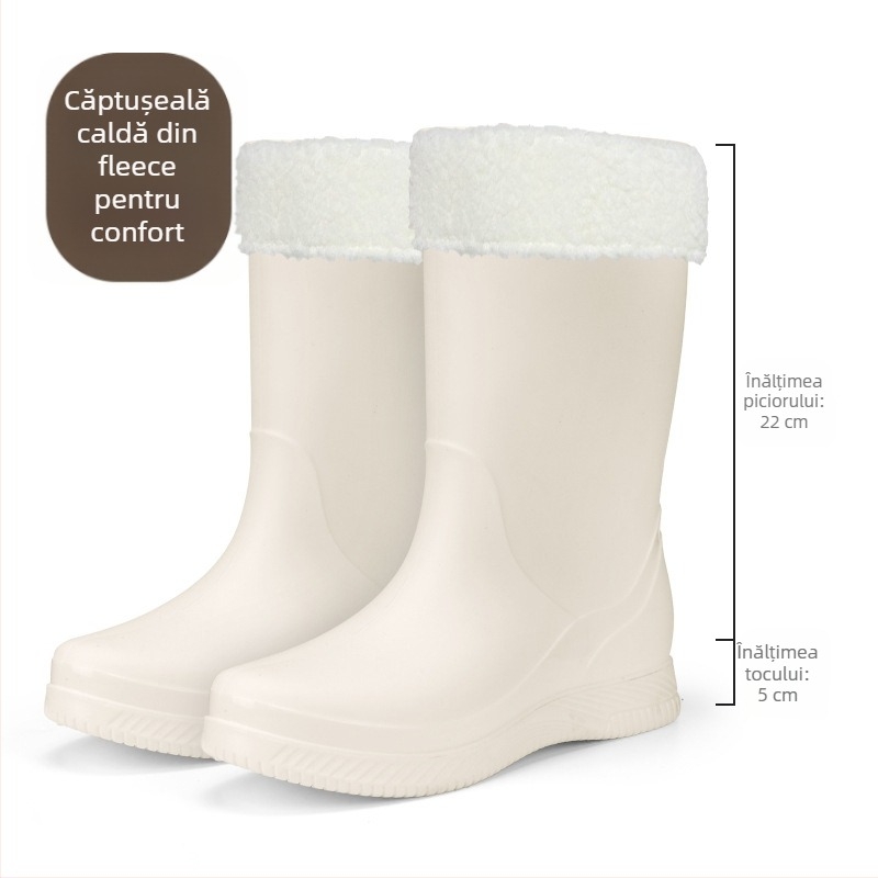 Cizme de ploaie pentru femei, impermeabile și antiaderente, până la jumătatea gambelor, partea superioară din PVC, închidere slip-on