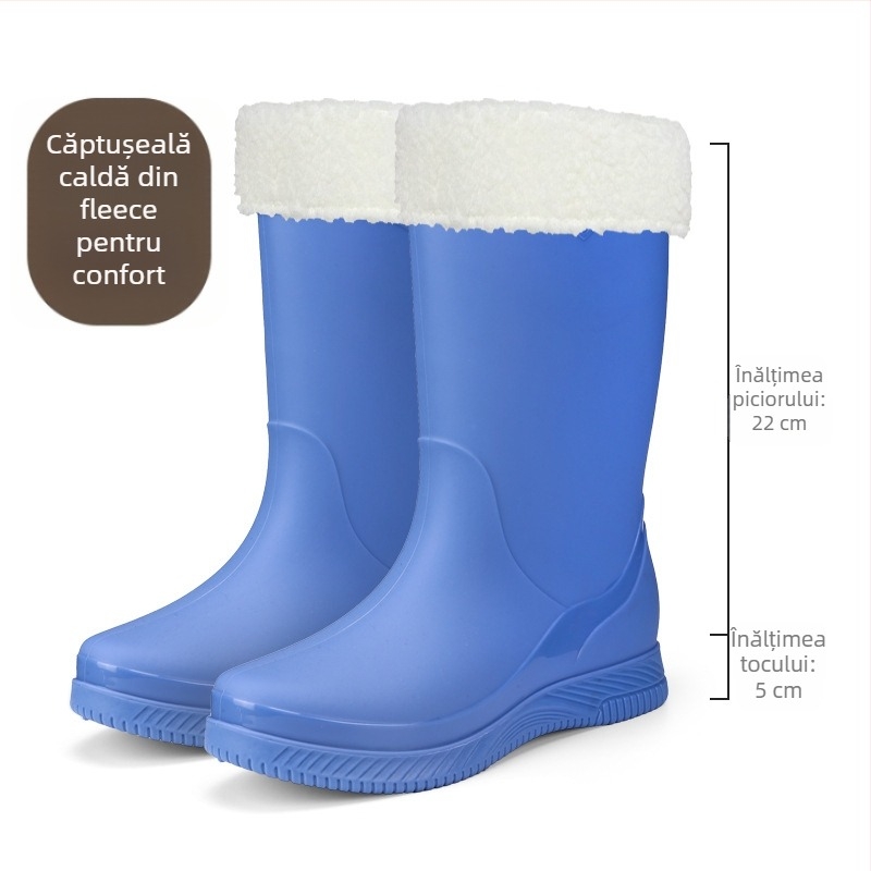 Cizme de ploaie pentru femei, impermeabile și antiaderente, până la jumătatea gambelor, partea superioară din PVC, închidere slip-on