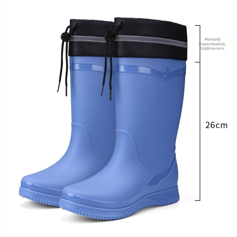 Cizme de ploaie pentru femei, impermeabile și antiaderente, până la jumătatea gambelor, partea superioară din PVC, închidere slip-on