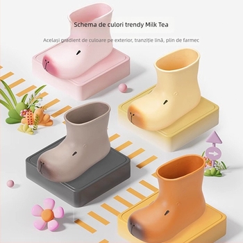 Cizme de ploaie pentru femei până la gambe, cu talpă groasă, impermeabile, anti-derapare, partea superioară din plastic