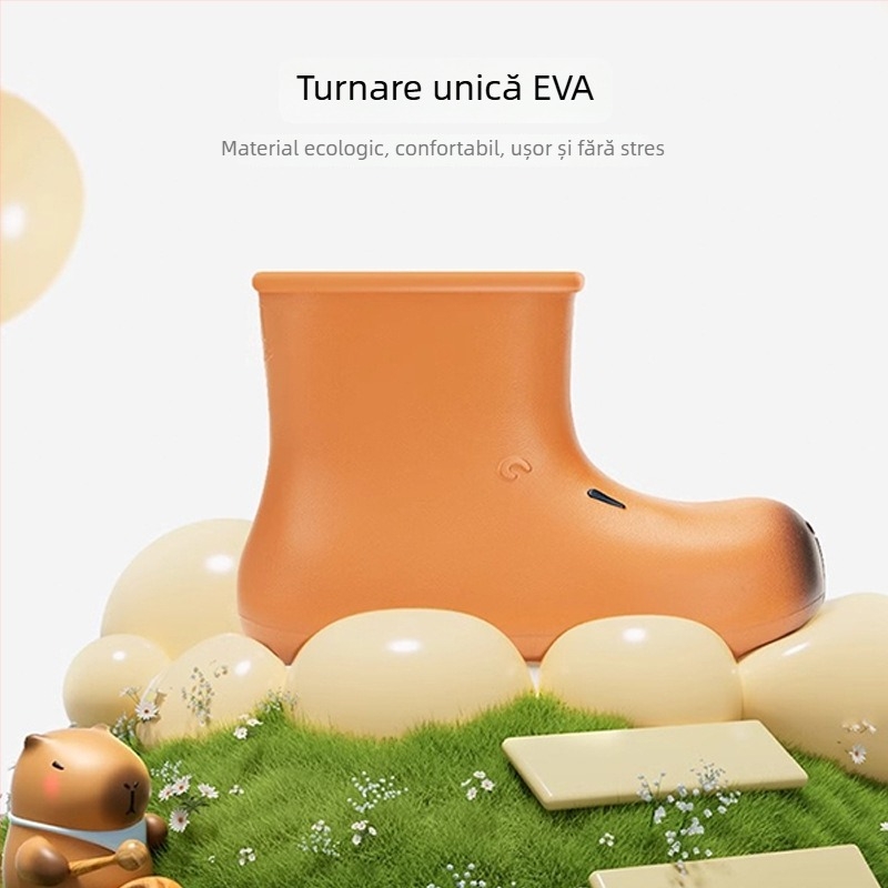 Cizme de ploaie pentru femei până la gambe, cu talpă groasă, impermeabile, anti-derapare, partea superioară din plastic