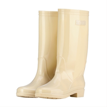 Cizme de ploaie pentru femei, tub înalt din PVC, impermeabile, antiderapante, toc mic 1–3 cm