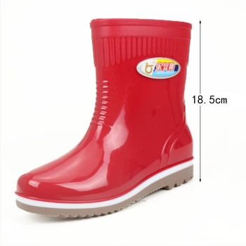 Cizme de ploaie pentru femei din PVC, impermeabile, gambă scurtă, toc mic 1-3 cm, partea superioară din PVC, pentru toate anotimpurile