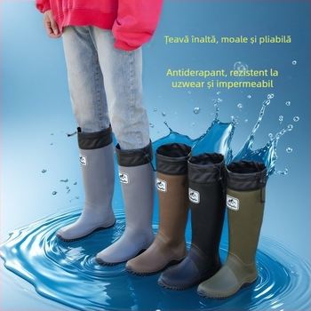 Cizme de ploaie pentru femei RainyShow - pliabile, cilindru înalt, impermeabile, PVC partea superioară, patru sezoane