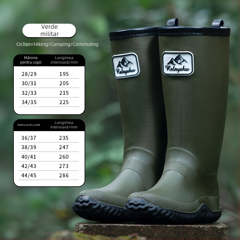 Cizme de ploaie pentru femei RainyShow - pliabile, cilindru înalt, impermeabile, PVC partea superioară, patru sezoane