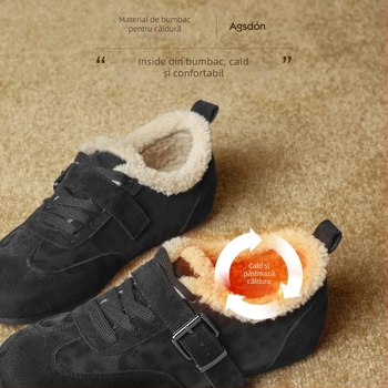 Pantofi sport dama iarnă înalți, stil armată germană, talpă groasă, exterior din piele artificială, căptușeală caldă, șiret frontal