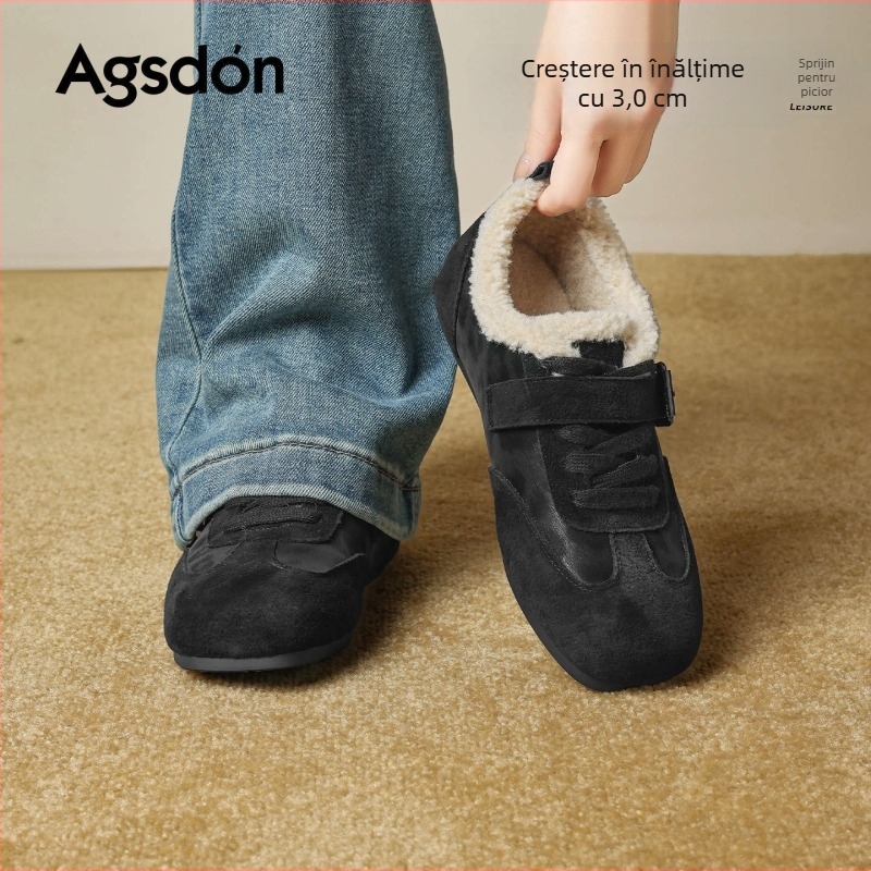 Pantofi sport dama iarnă înalți, stil armată germană, talpă groasă, exterior din piele artificială, căptușeală caldă, șiret frontal