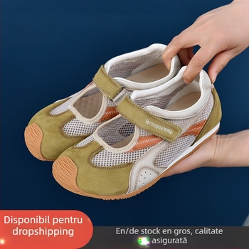 Pantofi femei Mary Jane cu Velcro, suprafața respirabilă din plasă, vârf rotund, talpă joasă, încălțăminte sport casual