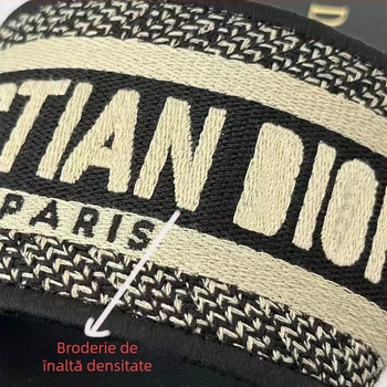 Sandale plate pentru femei, cu upper din piele de oaie, talpă din cauciuc și broderie cu litere, casual pentru vară la plajă