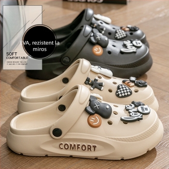 Sandale EVA cu talpă groasă, antiderapantă, închidere cu cataramă, înălțime toc 7 cm, vară