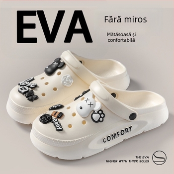 Sandale EVA cu talpă groasă, antiderapantă, închidere cu cataramă, înălțime toc 7 cm, vară