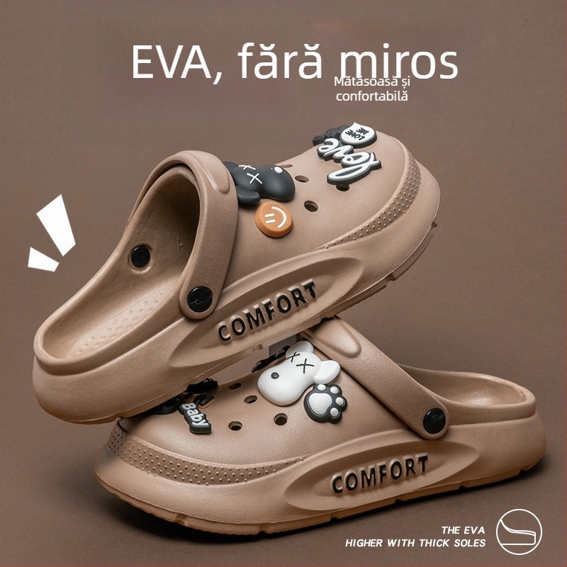 Sandale EVA cu talpă groasă, antiderapantă, închidere cu cataramă, înălțime toc 7 cm, vară