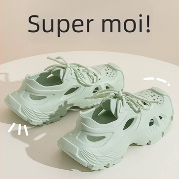 Sandale pentru bărbați din EVA, închidere frontală cu șiret, respirabile, talpă EVA turnată, vârf rotund