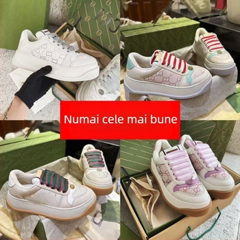 Pantofi sport dama chunky cu creștere de înălțime, cu cristale, partea superioară din piele naturală, căptușeală din terry, talpă TPU