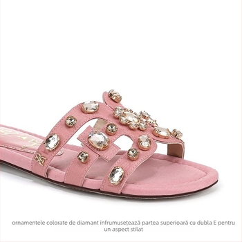 Sandale cu nituri metalice decorative, din piele naturală, căptușeală PU, talpă din cauciuc, toc înclinat – Vara 2025