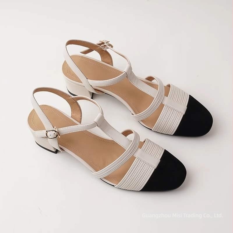 Sandale de plajă din piele de vită, cu deget despărțit, toc tip platformă 3–6 cm, stil retro primăvara 2025