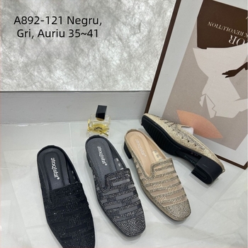 Jinqishi A892-121 Papuci femei cu deget închis, stil coreean, slip-on, PU partea superioară, TPU talpă, vară 2025