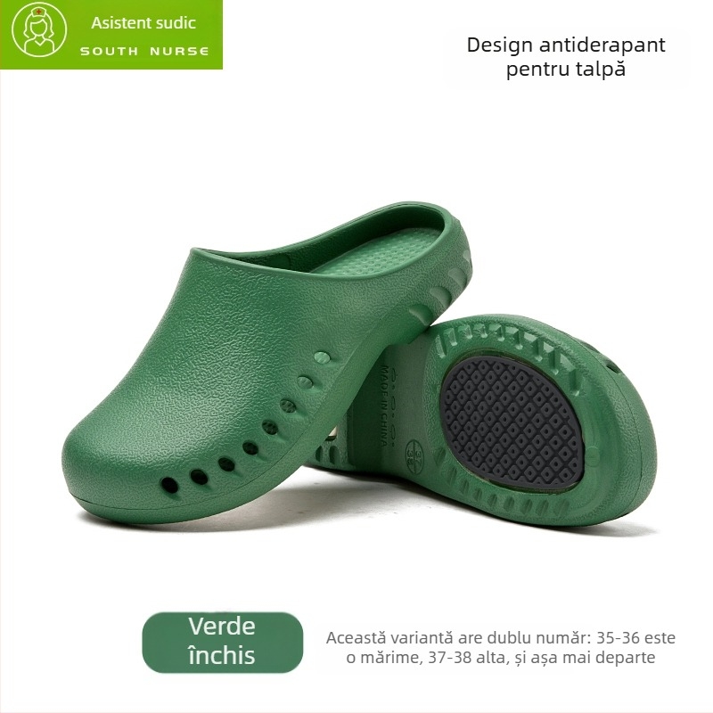 Southnurse încălțăminte EVA pentru sala de operații, protecție antiaderentă, vârf închis, talpă turnată prin injecție, toc înclinat, respirabilă și confortabilă