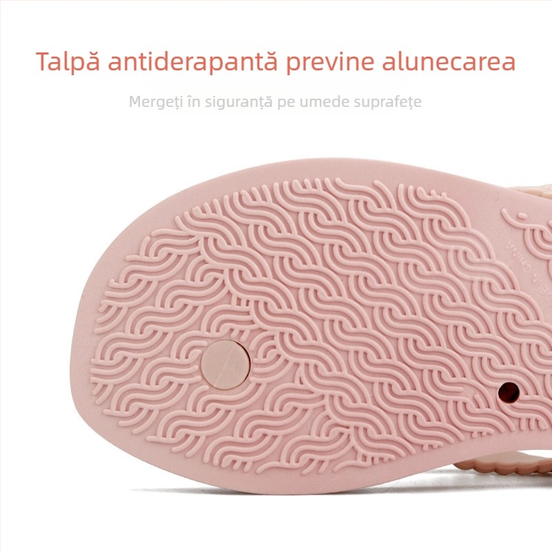 Hotmarzz șlapi wedges cu talpă antiderapantă, partea superioară PVC, formă deget în model herringbone, cod produs H.m.7140, vară 2025