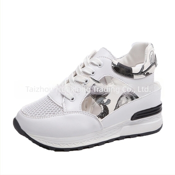 Sandale sport respirante cu plasă perforată, ridicare internă, închidere cu șireturi, vârf rotund, partea superioară PU, talpă din cauciuc