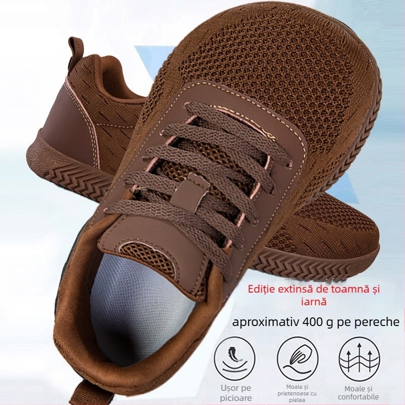 Pantofi de mers pentru picioare late – extra late, calzi, potriviți hallux valgus, închidere cu șiret în față