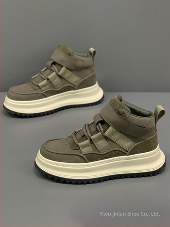 Adidași înalți pentru bărbați cu talpă de creștere a înălțimii, iarnă casual — partea superioară: materiale mixte; talpă: cauciuc; stil: tendință tânără; funcții: echilibru, menține cald