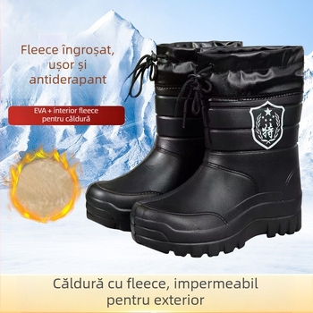 Papuci de casă bărbați EVA impermeabili – antiderapante, calzi, partea superioară îngroșată și talpa EVA