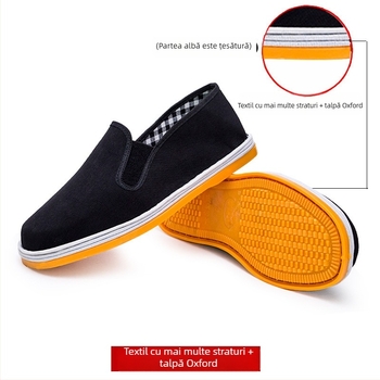 Pantofi unisex din pânză, fără șireturi, cu talpă din tendon de vițel, vârf pătrat, talpă joasă