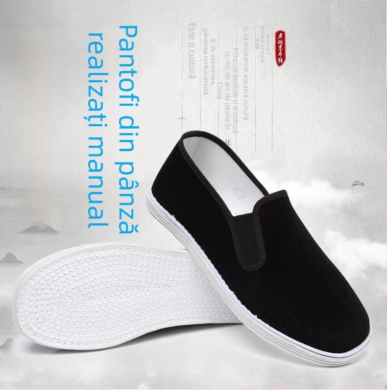 Pantofi din pânză unisex, vârf rotund, partea superioară din bumbac, talpă din cauciuc, construcție vulcanizată