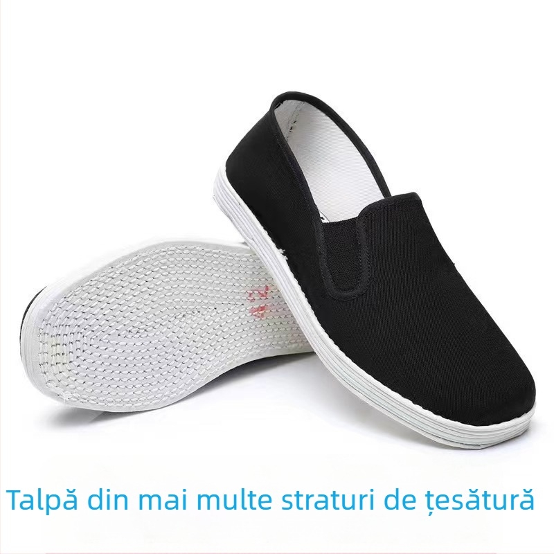 Pantofi din pânză unisex, vârf rotund, partea superioară din bumbac, talpă din cauciuc, construcție vulcanizată