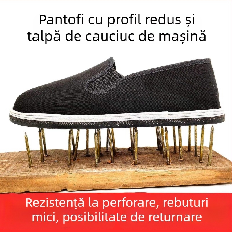 Pantofi din pânză unisex, vârf rotund, partea superioară din bumbac, talpă din cauciuc, construcție vulcanizată