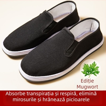 Pantofi de pânză pentru bărbați, respirabili, vârf rotund, botă joasă, branț din bumbac
