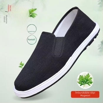 Pantofi de pânză pentru bărbați, respirabili, vârf rotund, botă joasă, branț din bumbac