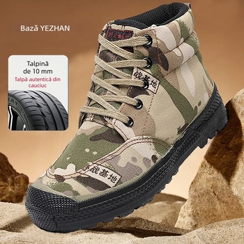 Pantofi de lucru camuflați pentru vară, partea superioară din pânză, rezistenți la uzură, talpă din cauciuc antiderapant