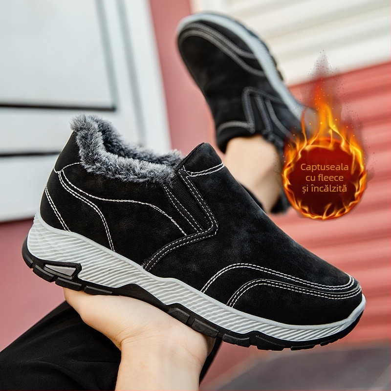 Pantofi sport de bărbați pentru plimbări, slip-on, cu talpă groasă antiderapantă din cauciuc, partea superioară din plasă respirabilă