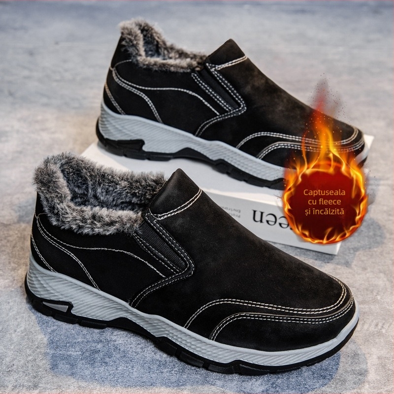 Pantofi sport de bărbați pentru plimbări, slip-on, cu talpă groasă antiderapantă din cauciuc, partea superioară din plasă respirabilă