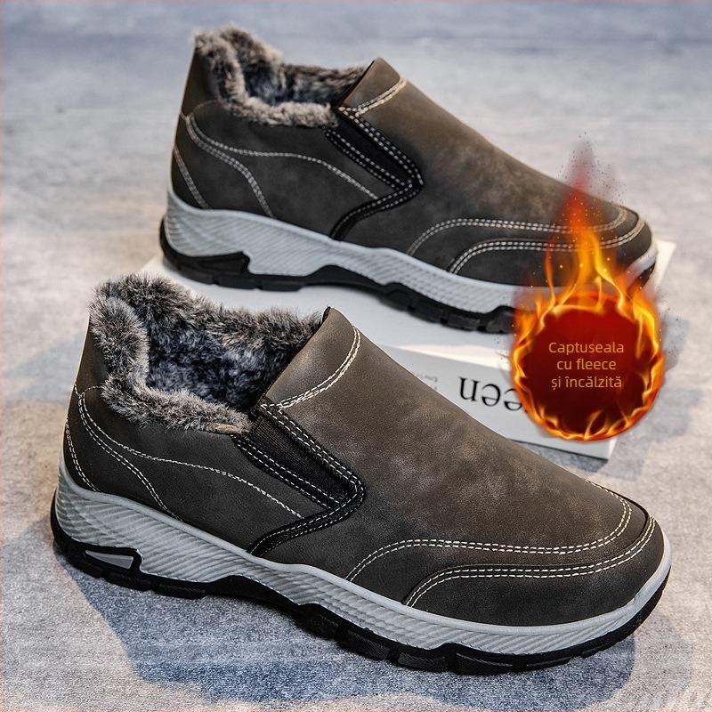 Pantofi sport de bărbați pentru plimbări, slip-on, cu talpă groasă antiderapantă din cauciuc, partea superioară din plasă respirabilă