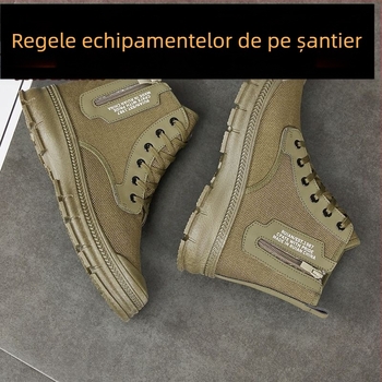 Pantofi de lucru de înaltă talie din pânză, impermeabili, respirabili, anti-alunecare, rezistenți, talpă din cauciuc