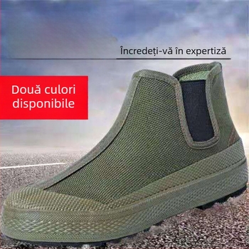 Pantofi de muncă slip-on, unisex, cu talpă din cauciuc antiderapantă și rezistentă la uzură, partea superioară camuflată, înălțime medie