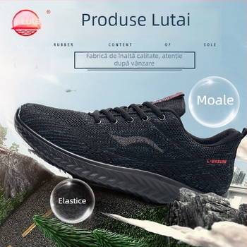 Pantofi sport casual bărbați cu partea superioară din plasă, respirabili, ușori, rezistenți la uzură, cu șireturi