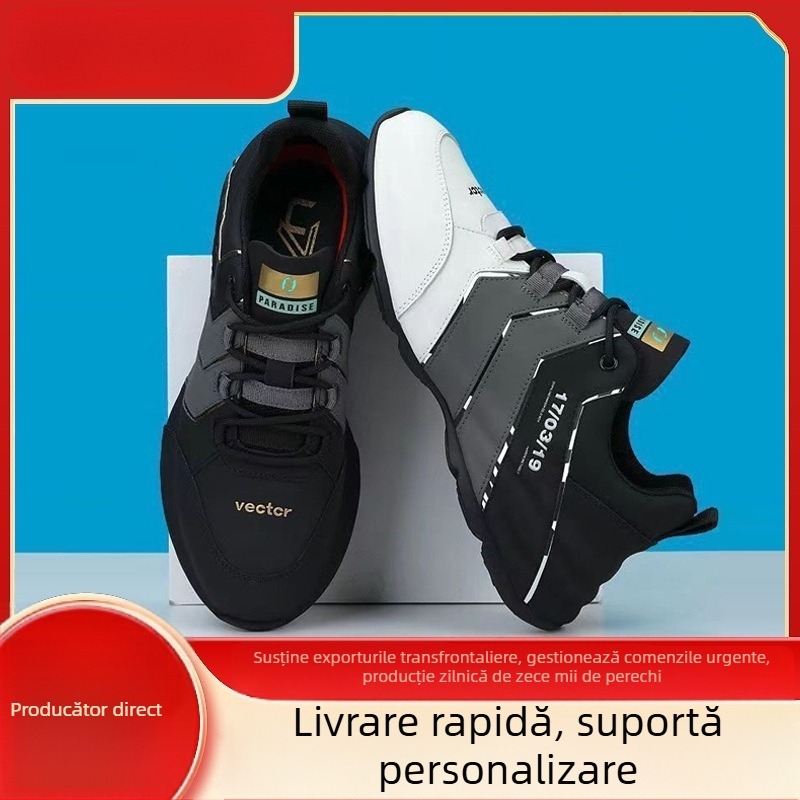 Pantofi bărbați Dad Shoes – respirabili, partea superioară din piele artificială, talpă din cauciuc, închidere cu șireturi, înălțime joasă.