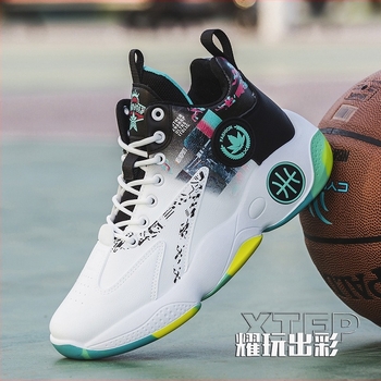 Pantofi de baschet pentru bărbați — respirabili, impermeabili; partea superioară din piele, înălțime mare, șireturi, talpă din PVC, talpă injecționată (toamna 2025)