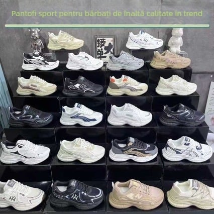 Pantofi sport casual pentru bărbați, partea superioară PU+mesh, talpă PVC, șireturi, respirabili și uscare rapidă