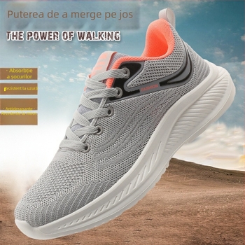 Pantofi de alergare unisex, din plasă pe partea superioară, talpă MD, închidere cu șireturi, branț din material textil