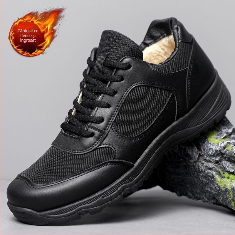 Pantofi de antrenament unisex, partea superioară PU+mesh, talpă injectată, guler scurt, șireturi