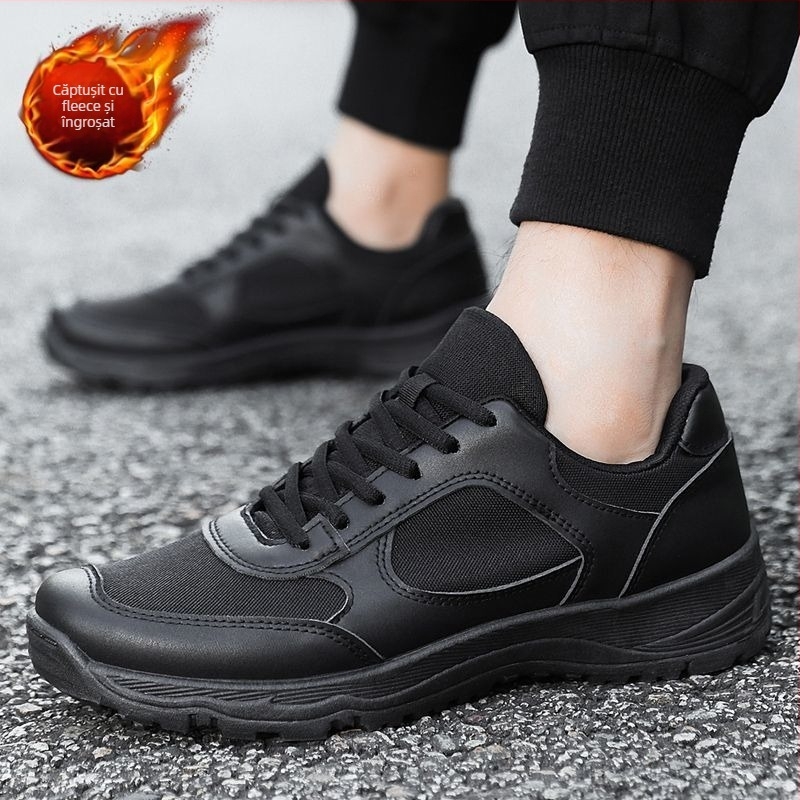 Pantofi de antrenament unisex, partea superioară PU+mesh, talpă injectată, guler scurt, șireturi